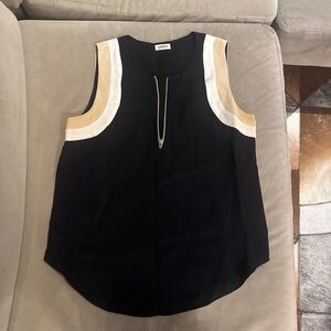 L'AGENCE Black and Tan Sleeveless Blouse